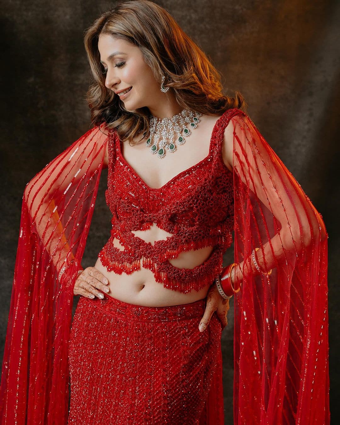 Deep Scarlet Lehenga (Price on Request)