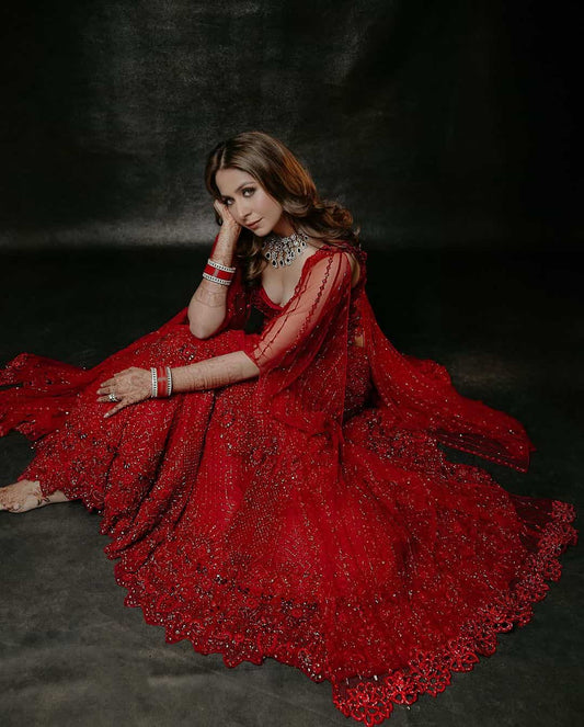 Deep Scarlet Lehenga (Price on Request)