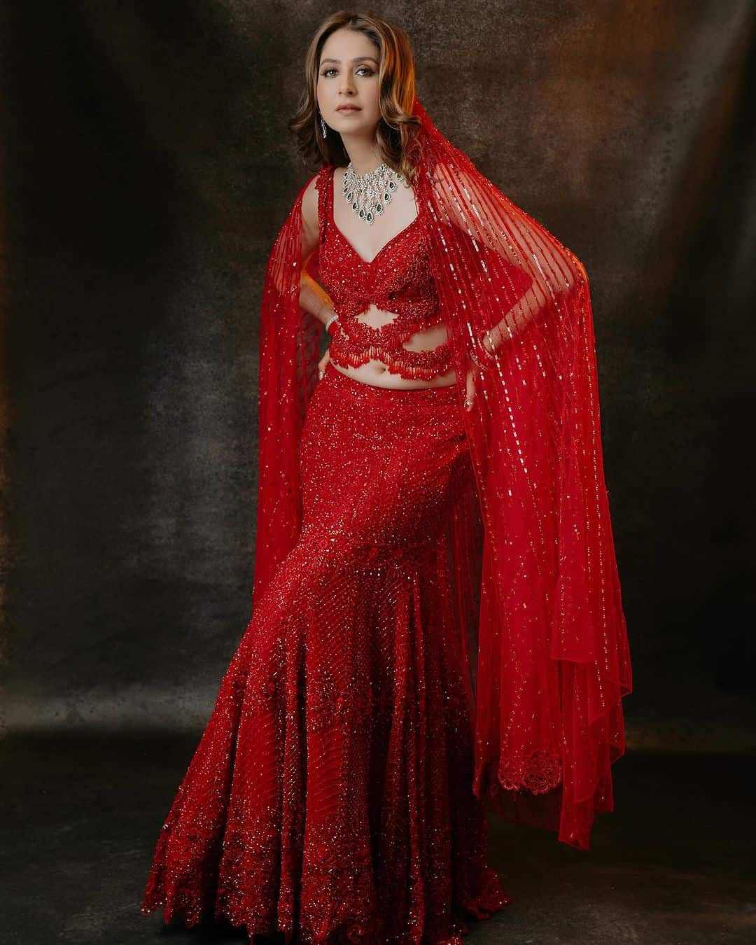 Deep Scarlet Lehenga (Price on Request)