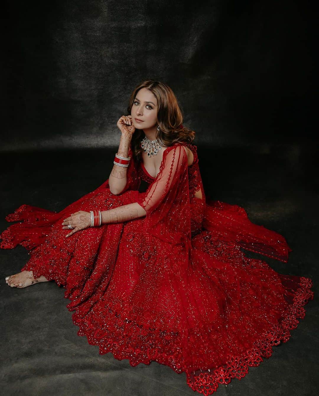 Deep Scarlet Lehenga (Price on Request)