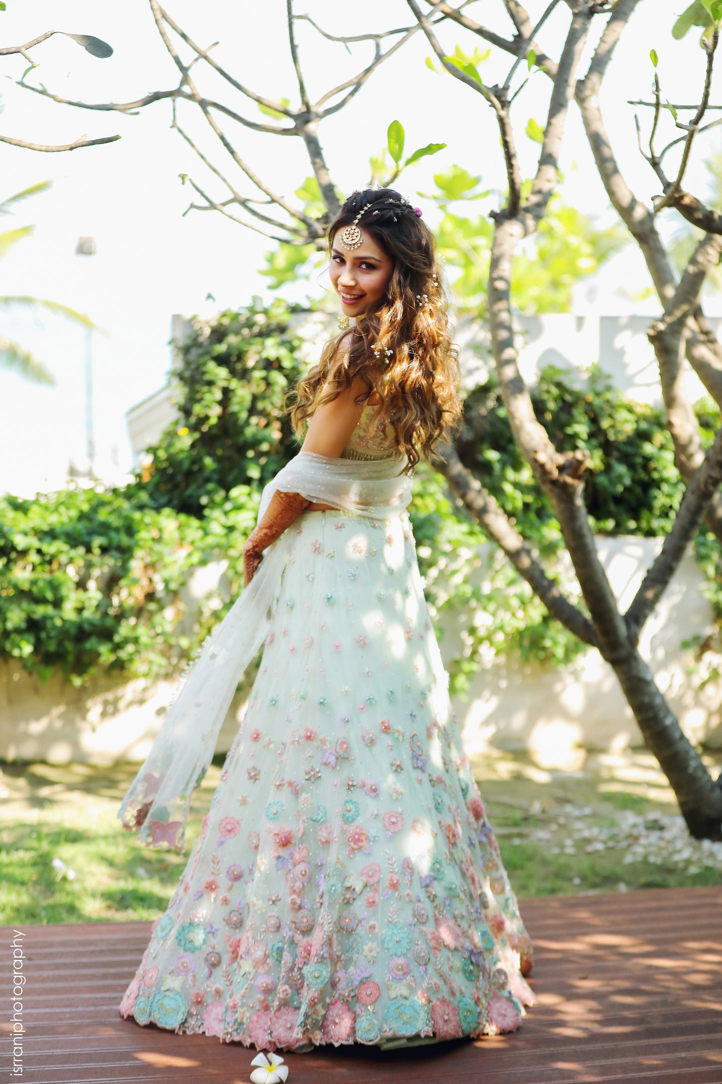 Lime Green Blouse, Lehenga & Dupatta