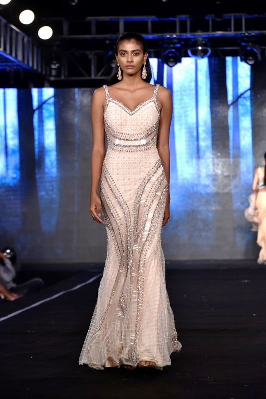 Pink Straight Fit Embellished Gown