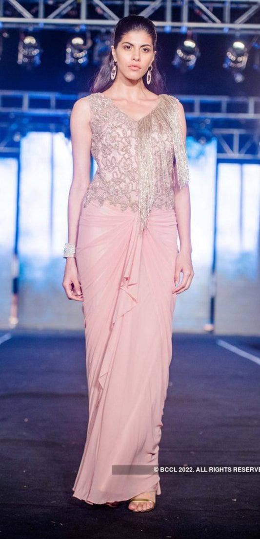 Onion Pink Tassel Saree