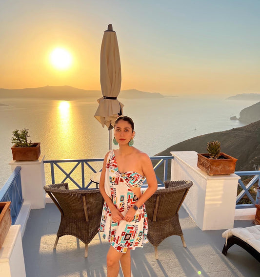 Tribal Print one shoulder Cutout Dress