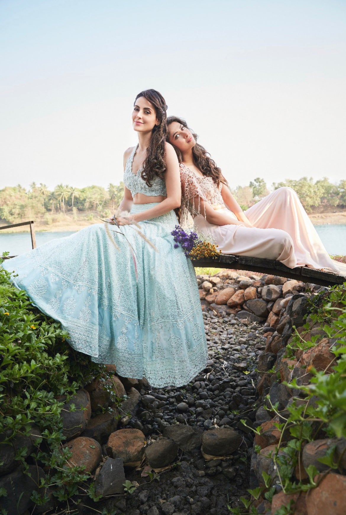 Frosty blue lehenga with blouse