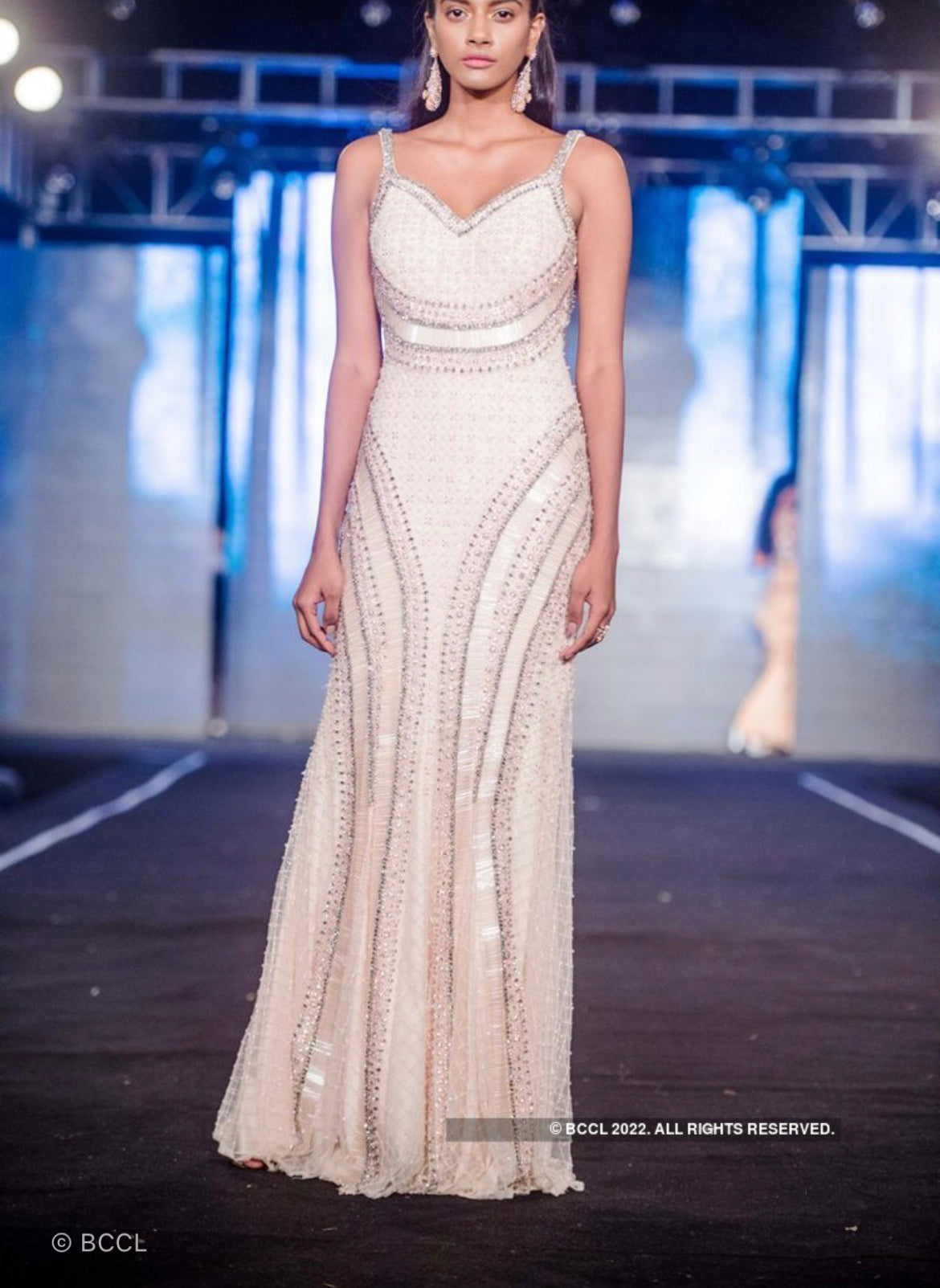 Pink Straight Fit Embellished Gown