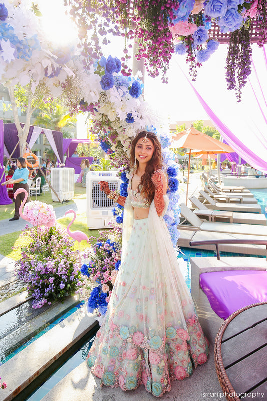 Lime Green Blouse, Lehenga & Dupatta