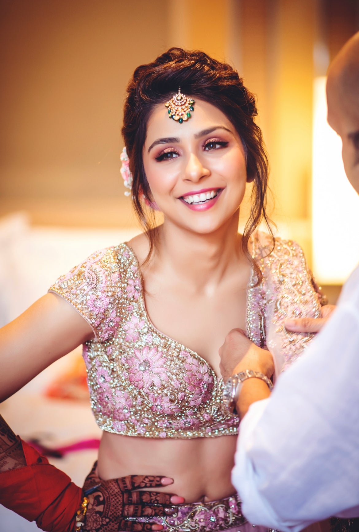 Embroidered Blouse with Lehenga, Dupatta & Belt