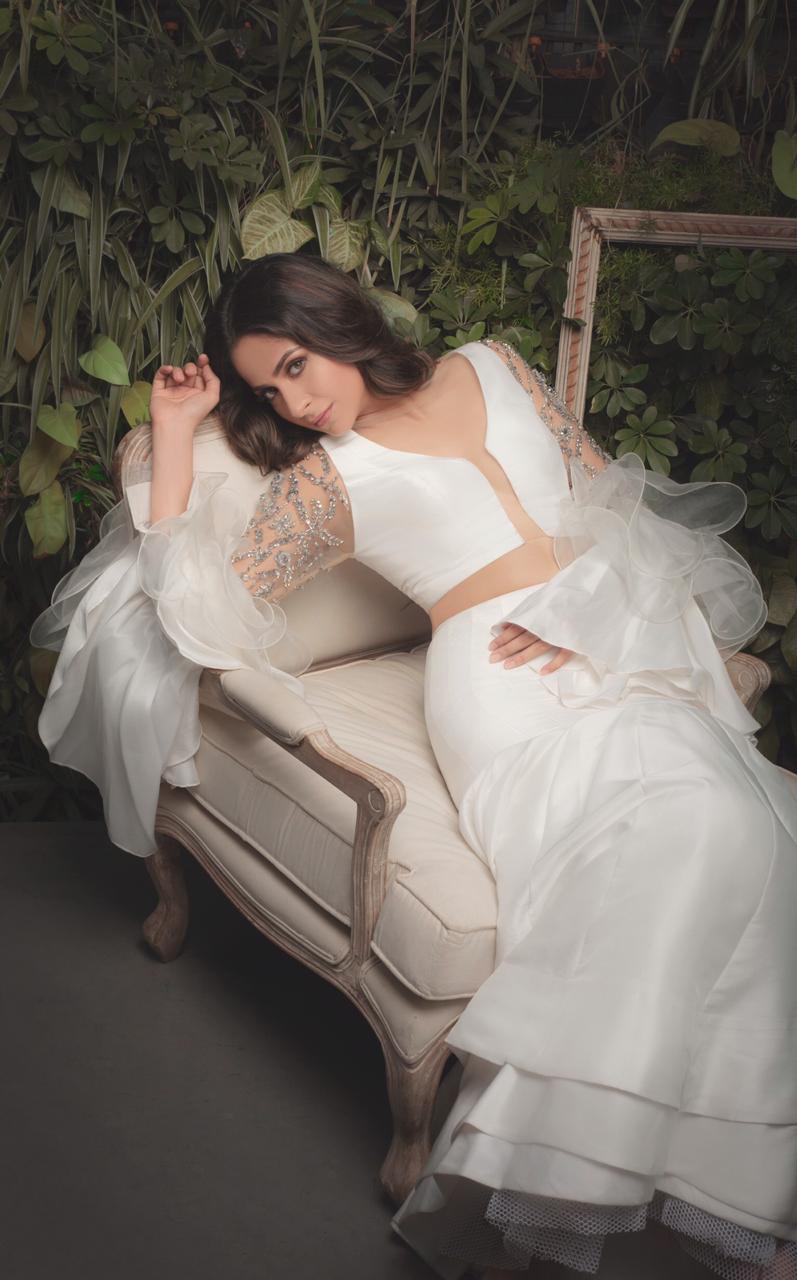 Ruffle Sleeved Blouse With Layered Skirt