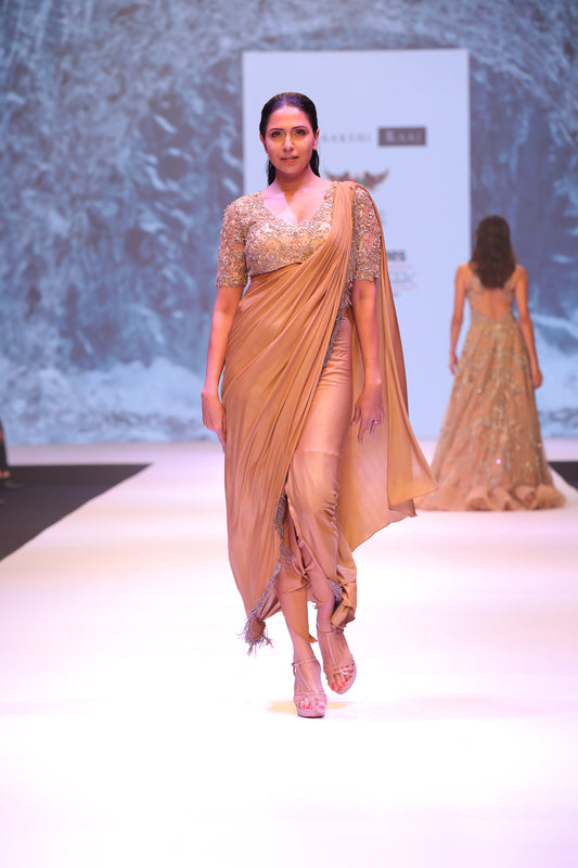 Draped skirt saree with blouse