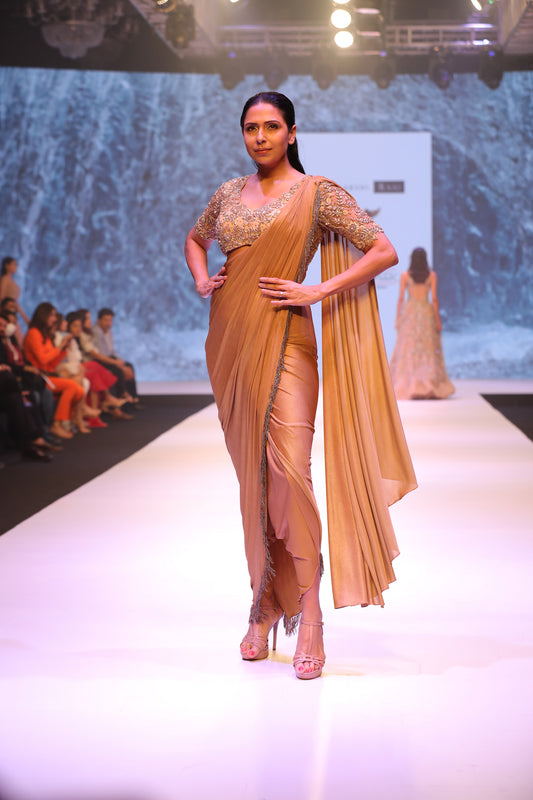 Draped skirt saree with blouse