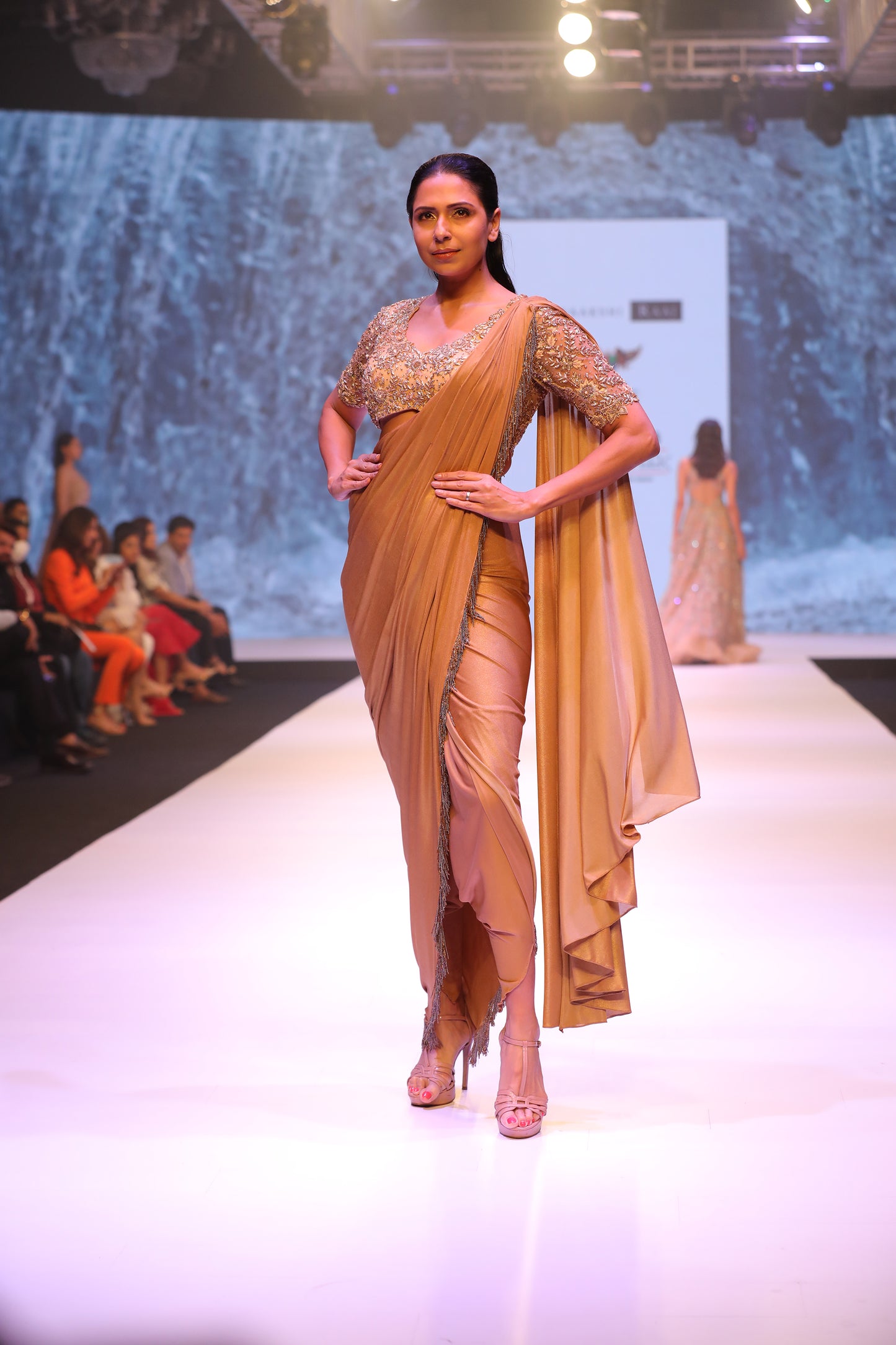 Draped skirt saree with blouse