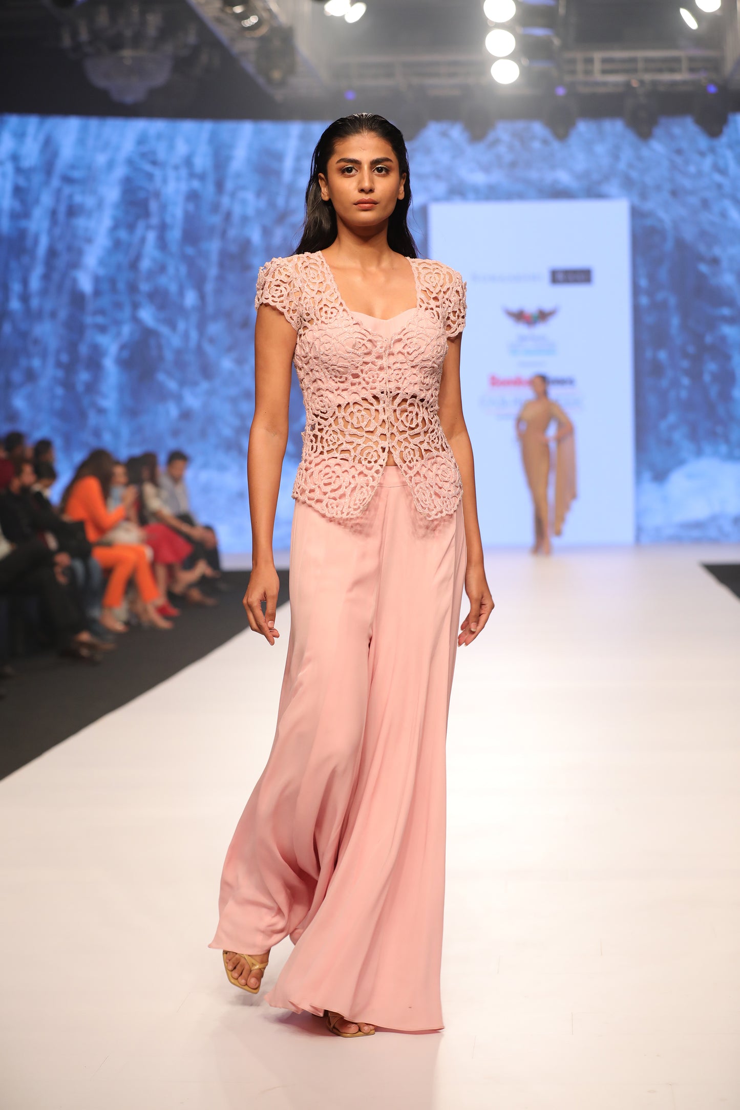 Pink Cutwork Jacket with Buister & Sharara