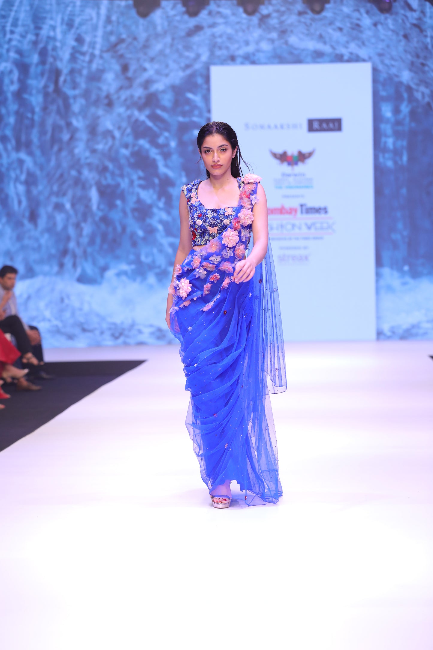 Applique Floral Embroidered Skirt with Blouse