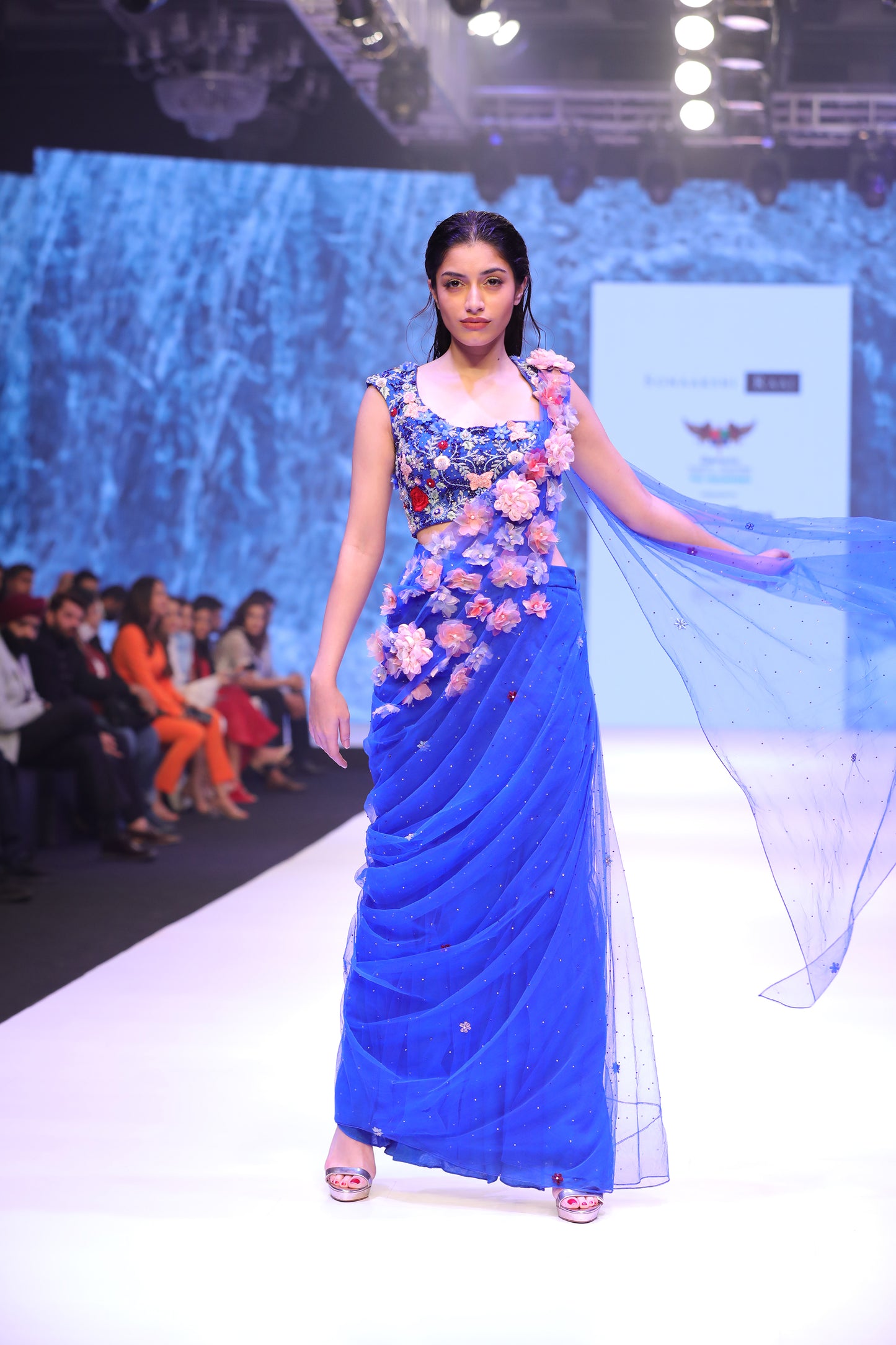 Applique Floral Embroidered Skirt with Blouse