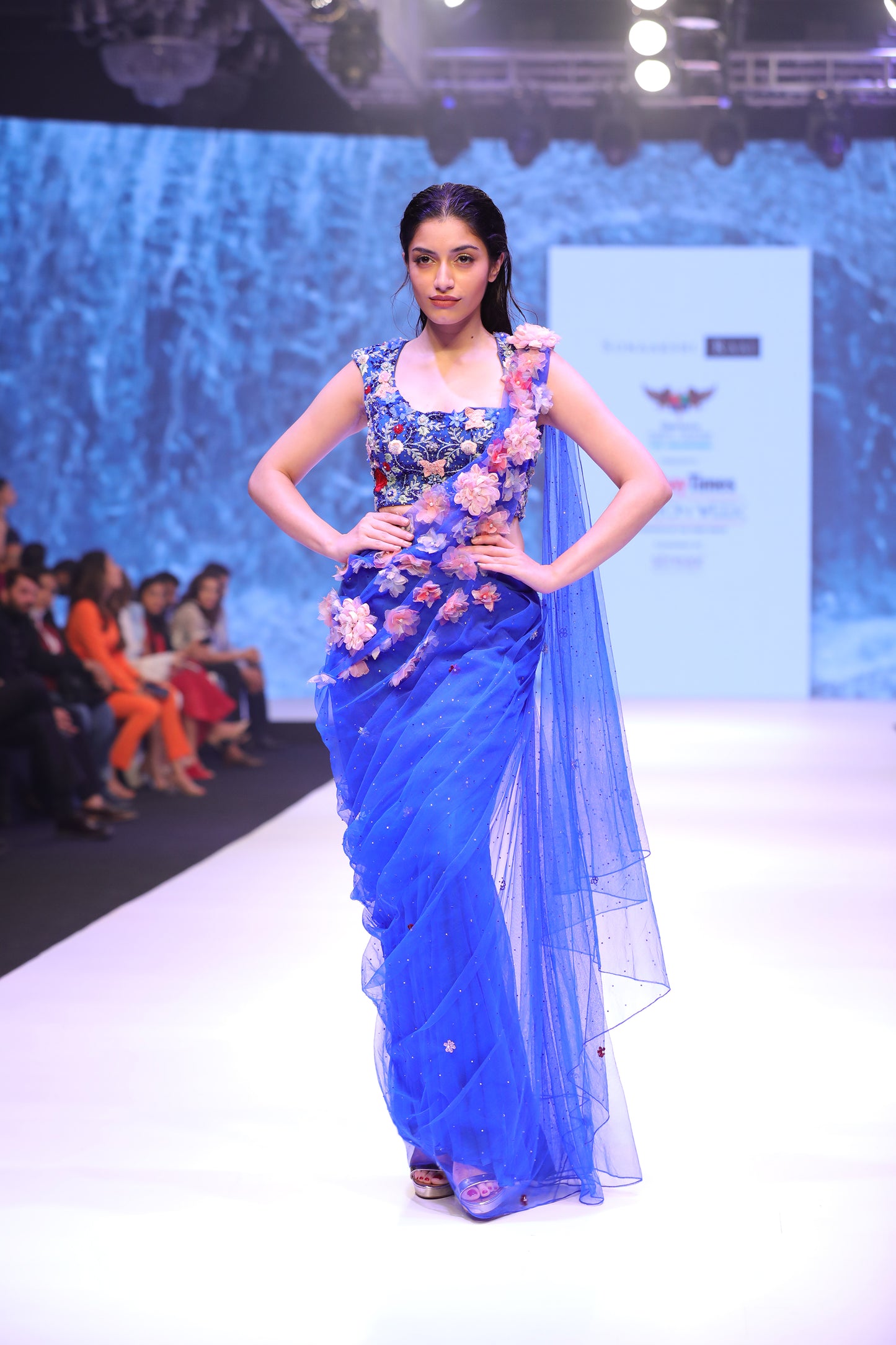 Applique Floral Embroidered Skirt with Blouse