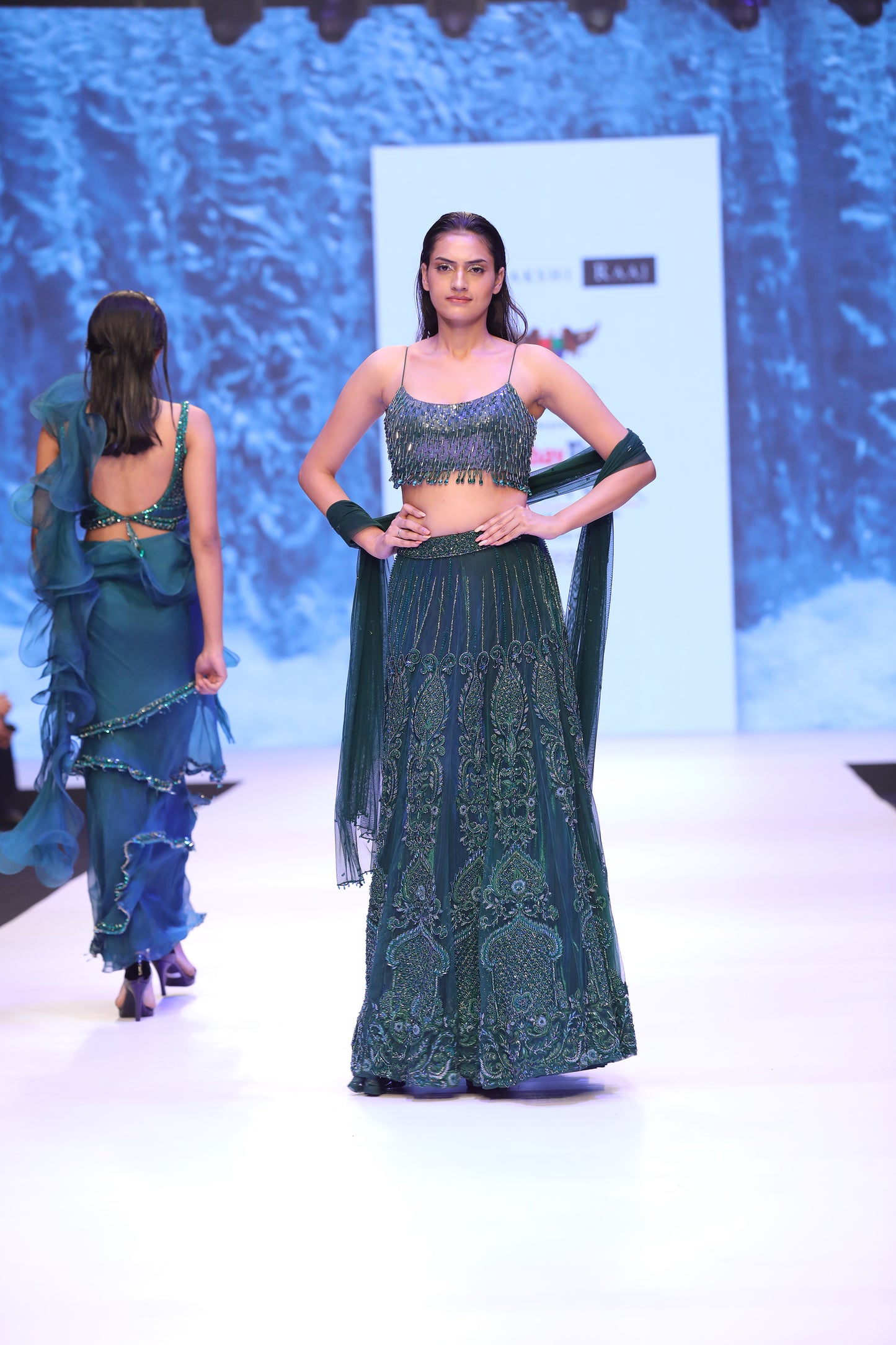 Embroidered Blouse, Flared Lehenga & Dupatta