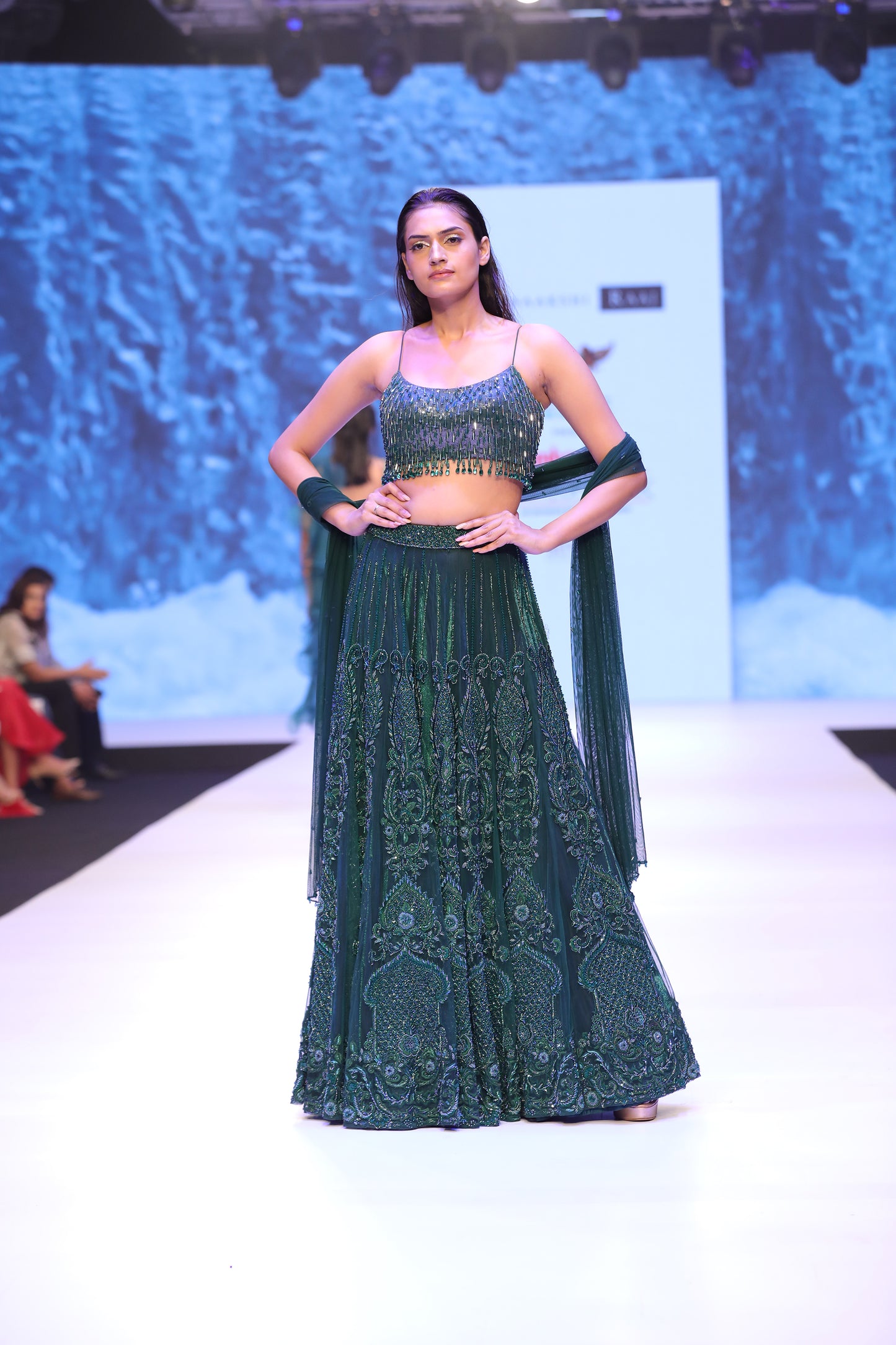 Embroidered Blouse, Flared Lehenga & Dupatta