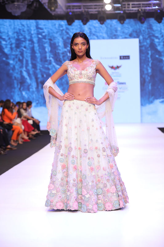 Lime Green Blouse, Lehenga & Dupatta