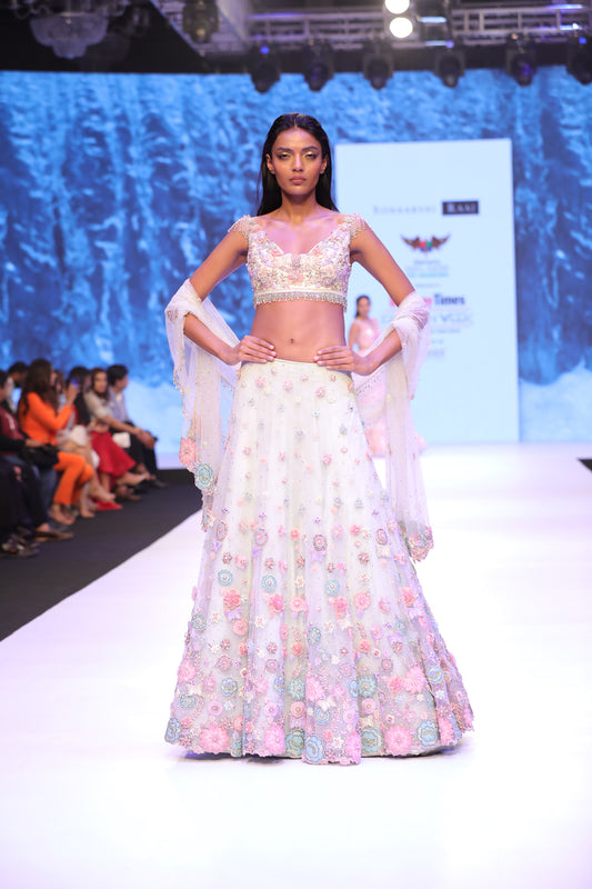 Lime Green Blouse, Lehenga & Dupatta