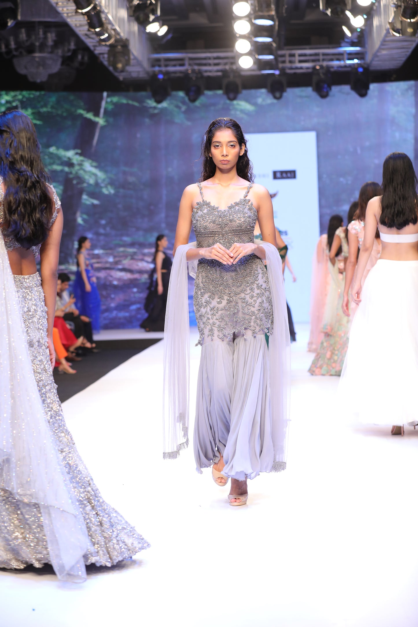 Silver Embroidered Kurta with sharara & Dupatta