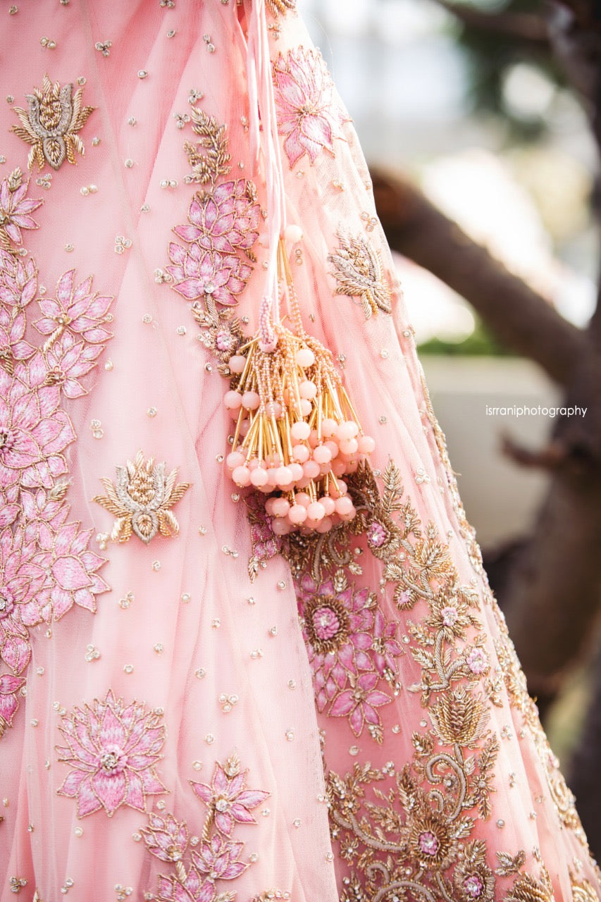 Embroidered Blouse with Lehenga, Dupatta & Belt