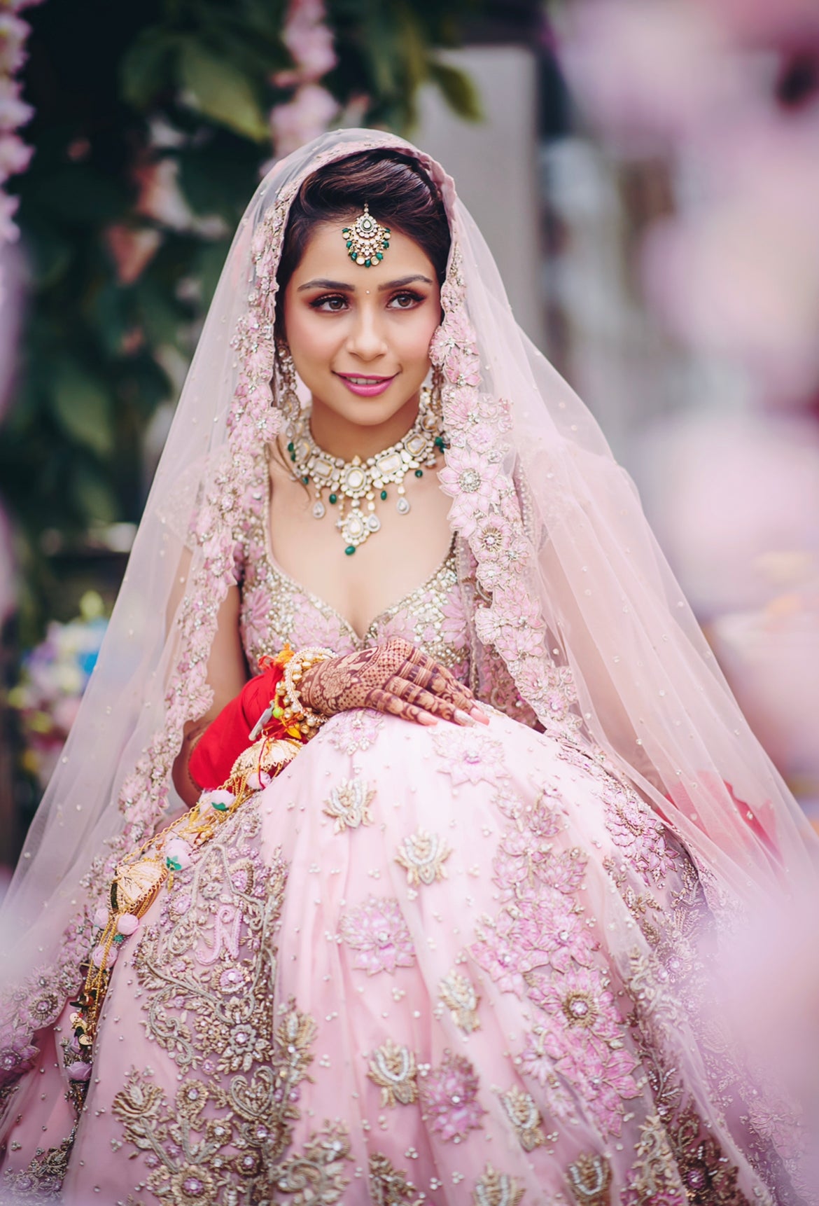 Embroidered Blouse with Lehenga, Dupatta & Belt