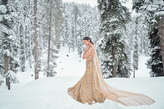 Evelyn- Victorian Gold embroidered lehenga set