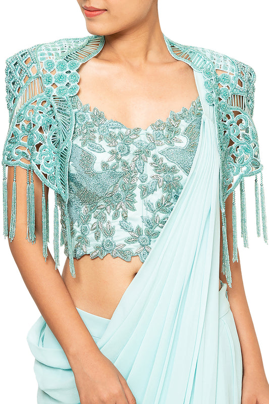 Steel Blue Buister, Palazzo  & Bolero Jacket