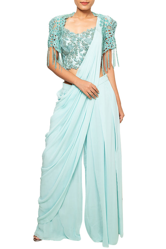 Steel Blue Buister, Palazzo  & Bolero Jacket