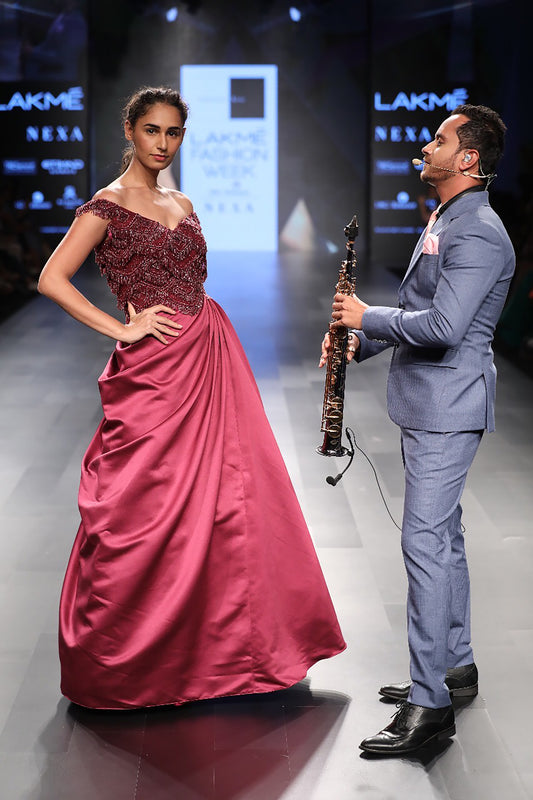 Off Shoulder Flounce Gown