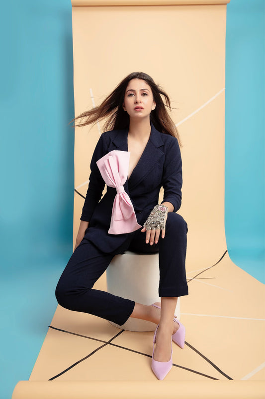 Midnight Blue Pantsuit with Bow