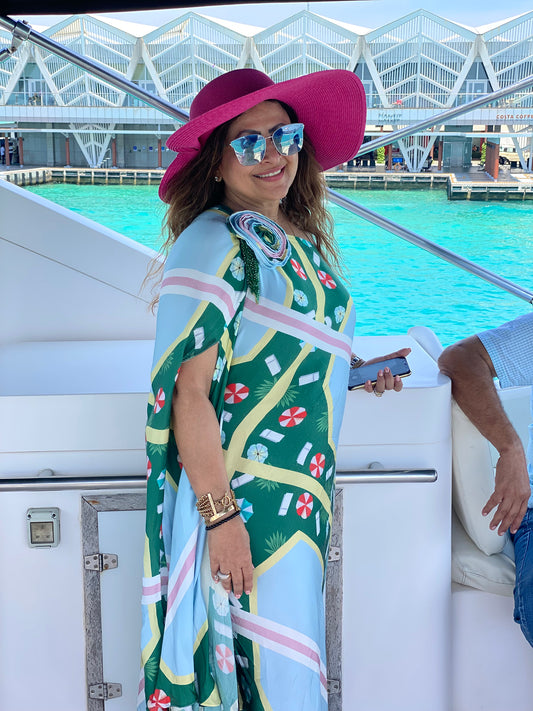 Pin Wheel One Shoulder Kaftan