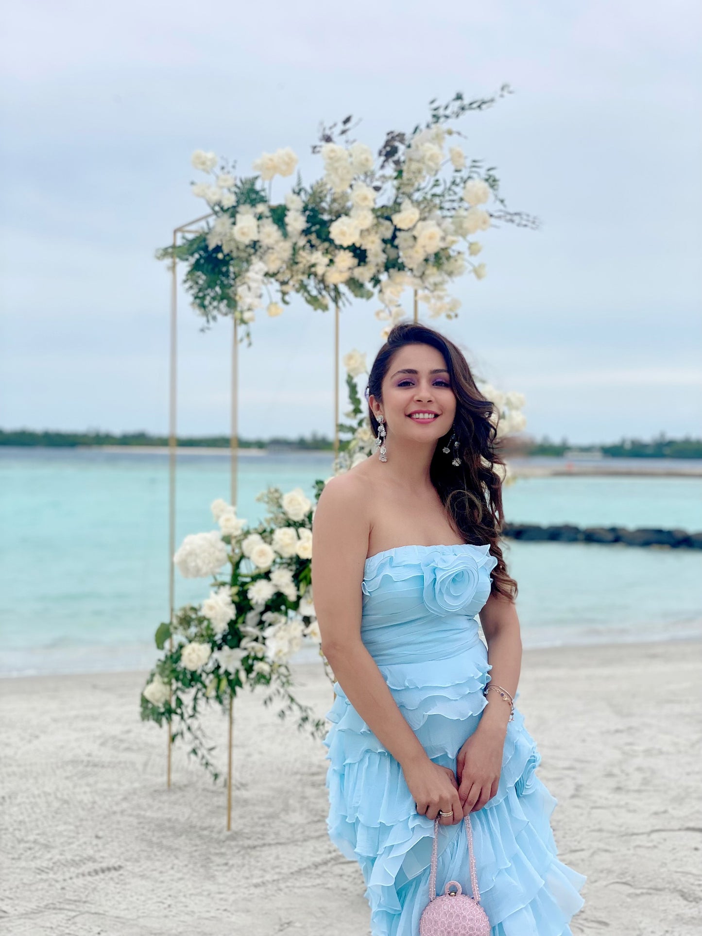 Ruffle gown with roses