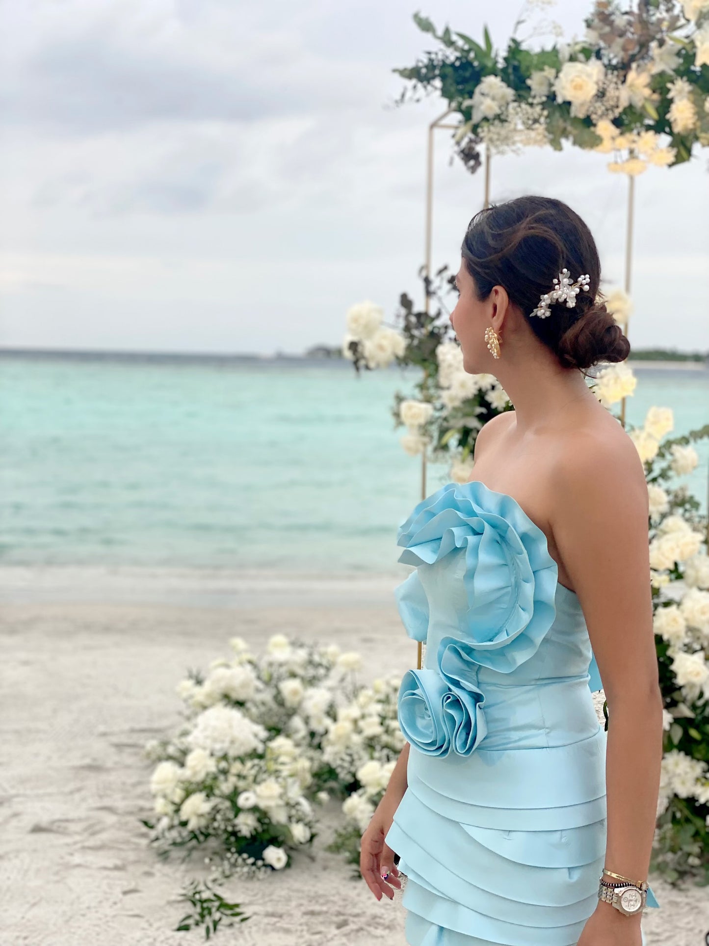 Fitted Short Dress with Ruffles