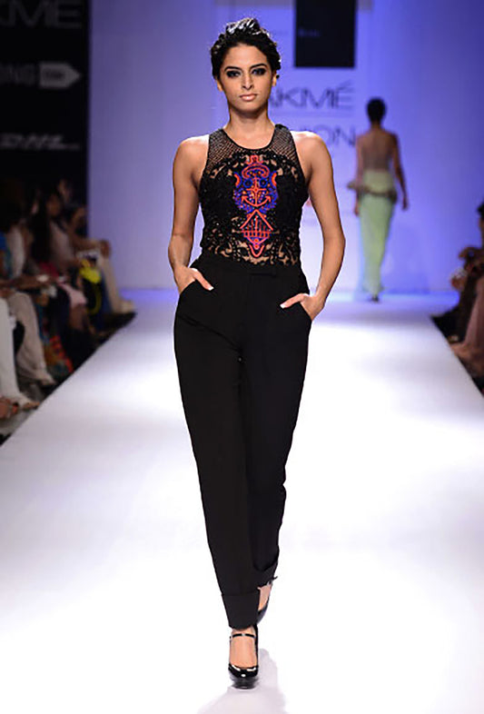 Bodysuit embroidered top with pants