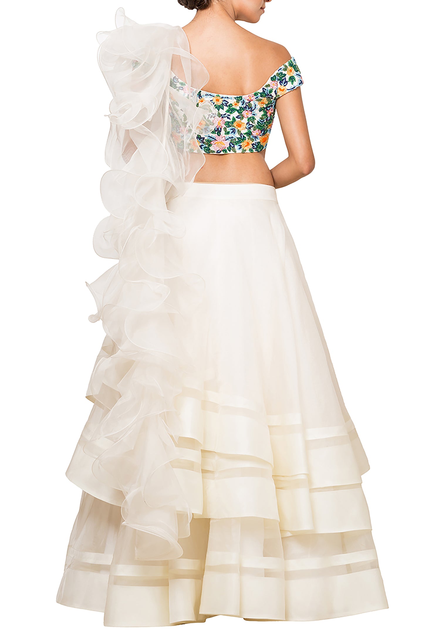 Blouse with Ruffle Lehenga & Dupatta