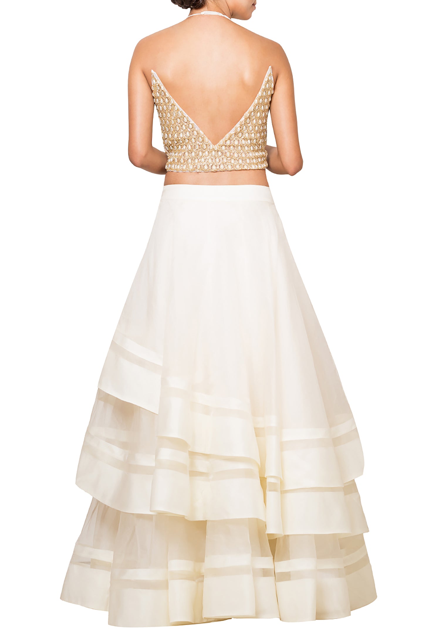 Blouse with Ruffle Lehenga & Dupatta