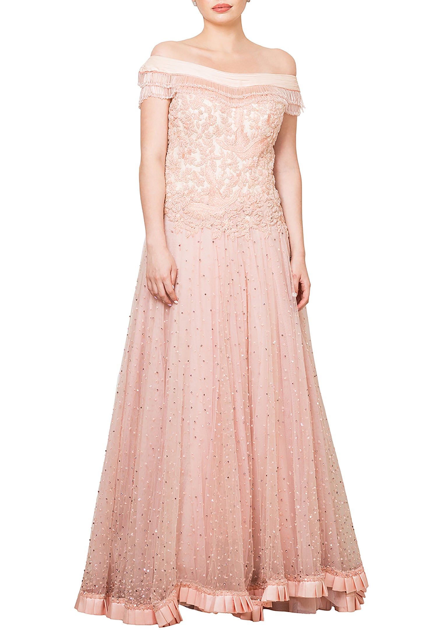 Off shoulder Tasseled Gown