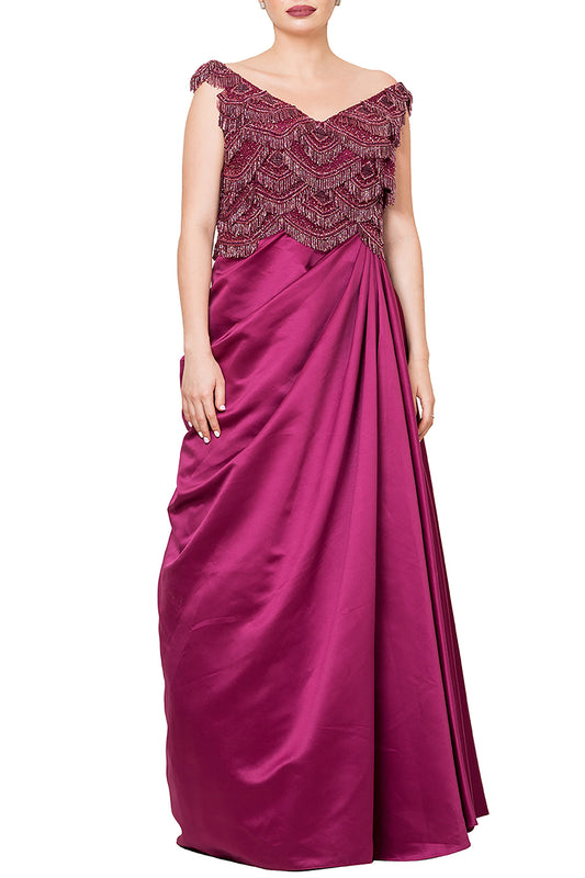 Off Shoulder Flounce Gown