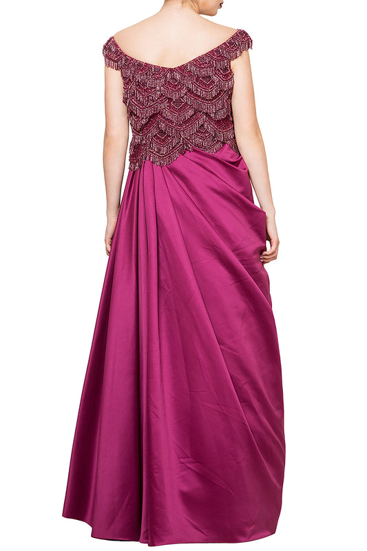 Off Shoulder Flounce Gown