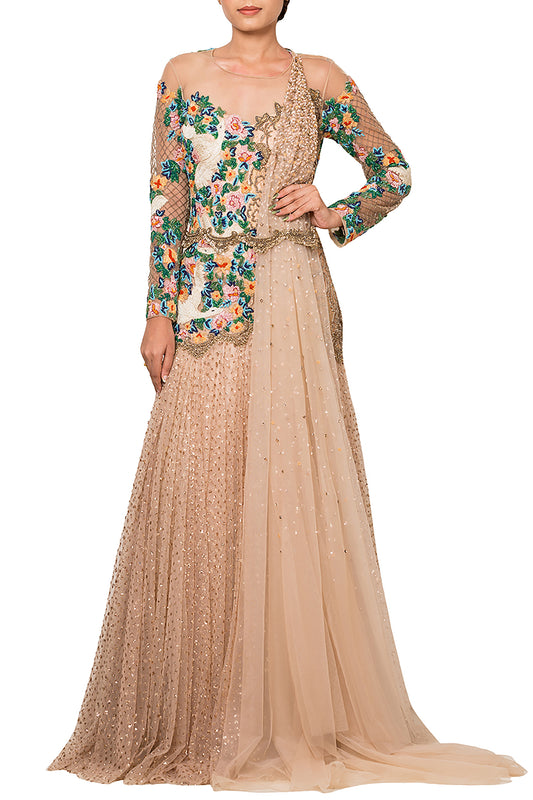 Flounce Gown with Embellishment