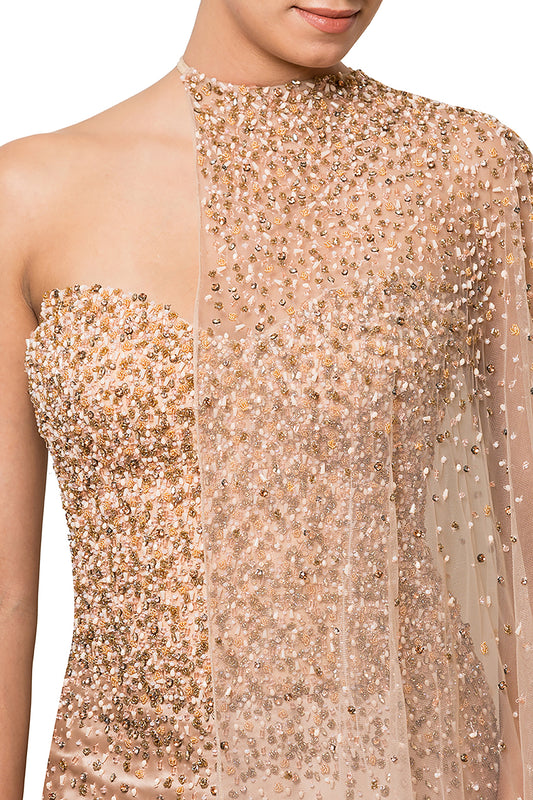 Structure Gown with Side Cape