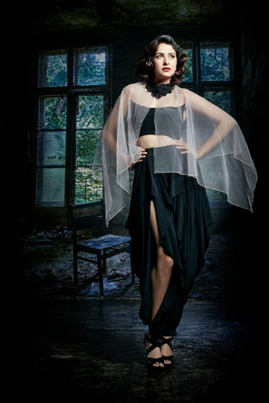 Bustier, Slit Dhoti with Cape