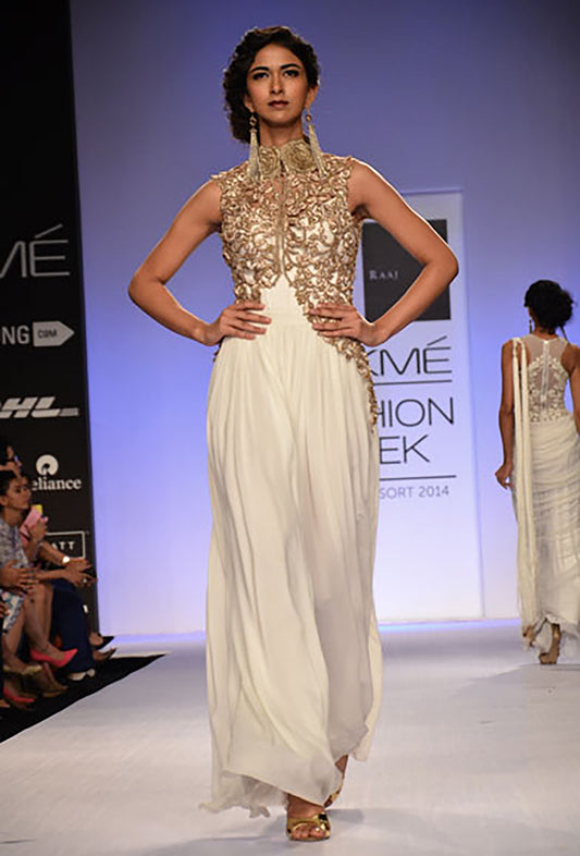 Rose Collared Cutwork Jacket with Gown