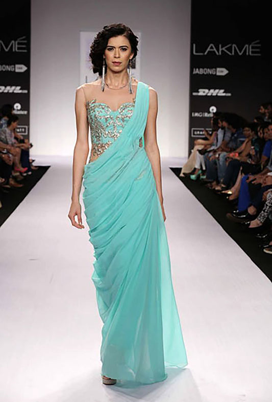 Draped Pleated Saree Gown with Tassel Pallu