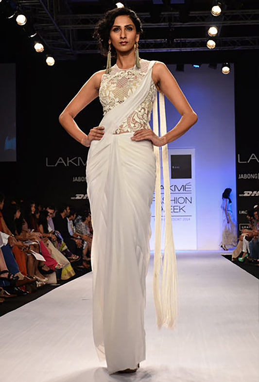 Draped Pleated Saree Gown with Tassel Pallu