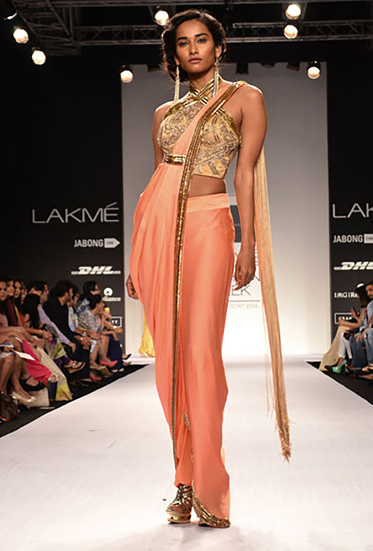 Draped Skirt with attached Pallu and Blouse