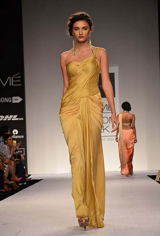 Pleated Bodice with Draped Gown