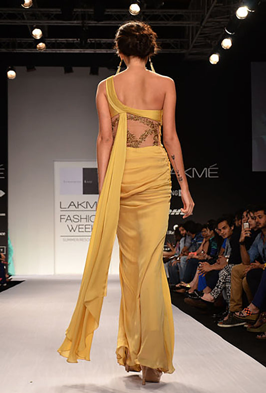 Pleated Bodice with Draped Gown